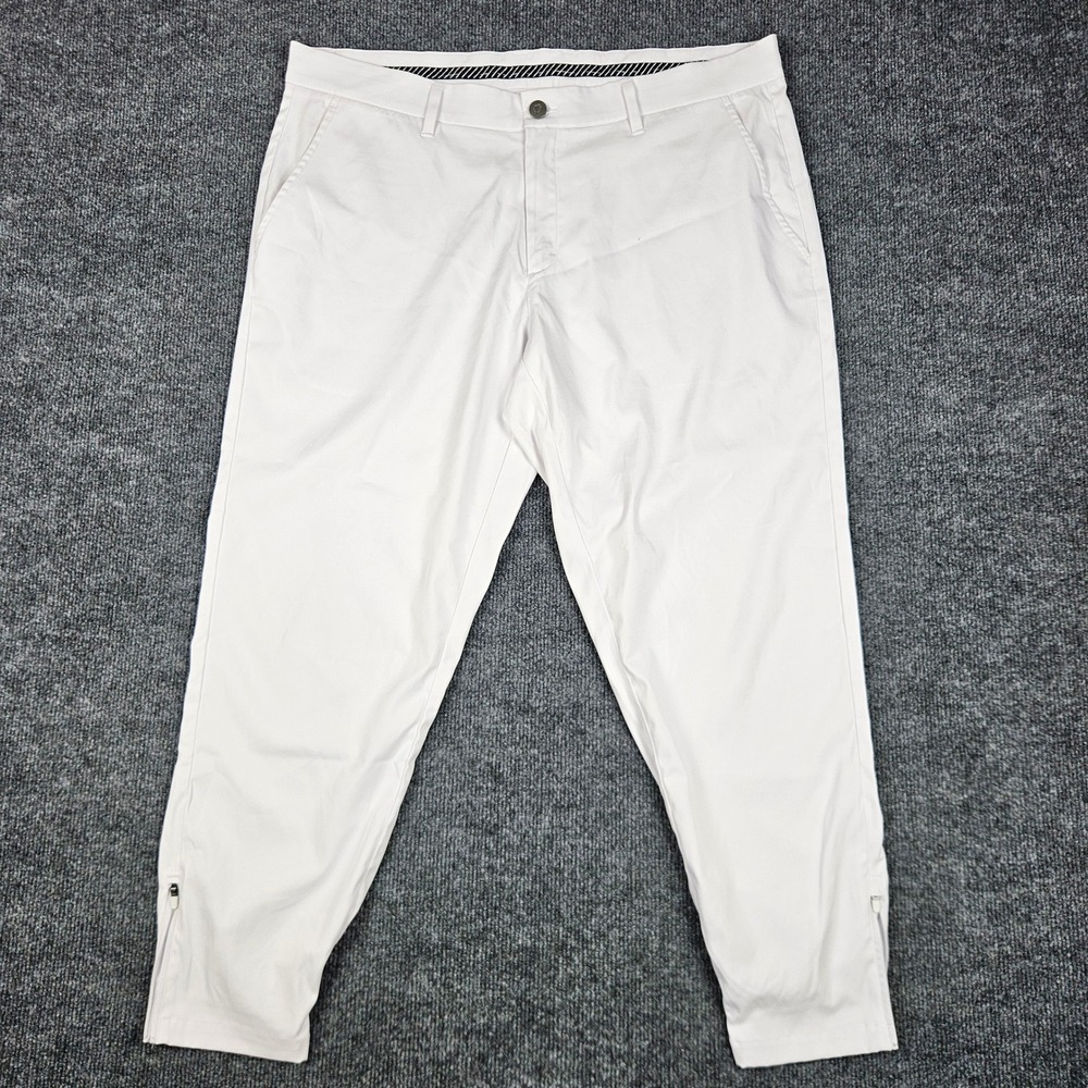 Primo Golf Joggers Pant Men 38 Short White Performance Tapered Ankle Zip Stretch
